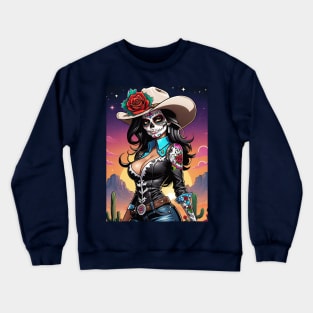Vaquera - Dia De Los Muertos- Cowgirl Crewneck Sweatshirt